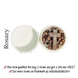 📿🔥 Rosary - Vintage Brown Rosary Beads with Cross in Original Case